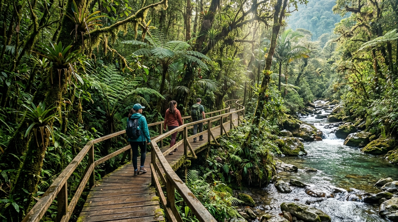 Estudiantes en caminata ecológica
